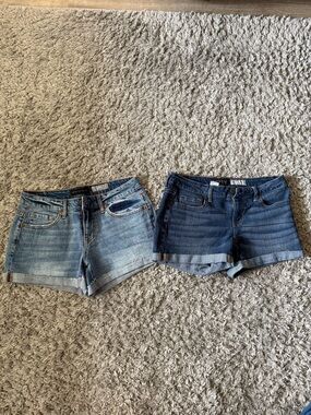 Aeropostale Women's Denim Shorts - Light Blue and Dark Blue